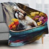 Shih Tzu on a Paddle A Scenic Adventure Fleece Blanket-A Throw Blanket