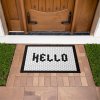 Hello Trendy Faux Tile Black & White Thick Border Doormat Drainage pad