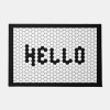Hello Trendy Faux Tile Black & White Thick Border Doormat Drainage pad