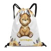 Watercolor Sunflower Bear Drawstring Backpack