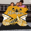Cheerleaders Gold Black Cheer Flannel Blanket