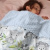 Sweet Safari Animals Blue Floral Minky Blanket