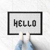 Hello Trendy Faux Tile Black & White Thick Border Doormat Drainage pad