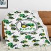 Green Tractor Truck Flannel Blanket