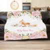 Girly Boho Woodland Pink Floral Deer Bunny Nursery Baby Blanket