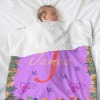 Custom Purple Baby Blanket with Floral Personalized Text - Soft and Stylish Minky Blanket