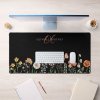 Simple Monogram Watercolor Wildflower Floral Black Desk Mat Desk Mat