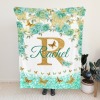 Turquoise Flowers Butterfly Flannel Blanket