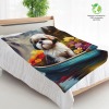 Shih Tzu on a Paddle A Scenic Adventure Fleece Blanket-A Throw Blanket