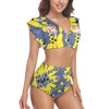 cute smile dog head element Women's Ruffle Sleeve Bikini Swimsuit (Model S42)