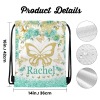 Turquoise Flowers Butterfly Drawstring Backpack
