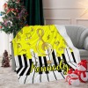Yellow Music Notes Piano Key Thickened Flannel Blanket