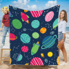 Kids Outer Space Rockets Planets Constellations Fleece Blanket Throw Blanket