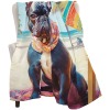 French Bulldog on Beach, summer gift for dog lover Fleece Blanket Throw Blanket