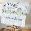 Sweet Safari Animals Blue Floral Minky Blanket