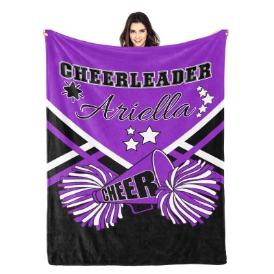 Cheerleader Purple Cheer Flannel Blanket