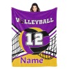 Purple Yellow Black Volleyball Flannel Blanket