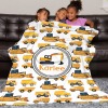 Yellow Orange Construction Truck Flannel Blanket