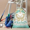 Turquoise Flowers Butterfly Drawstring Backpack