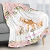Girly Boho Woodland Pink Floral Deer Bunny Nursery Baby Blanket