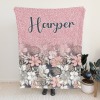 Beautiful Fowers Pink Print Flannel Blanket