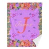 Custom Purple Baby Blanket with Floral Personalized Text - Soft and Stylish Minky Blanket