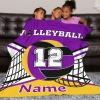 Purple Yellow Black Volleyball Flannel Blanket