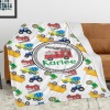 Colorful Trucks Flannel Blanket