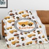 Orange Yellow Construction Truck Flannel Blanket