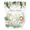 Palm Leaves Safari Animals Minky Blanket