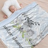 Sweet Safari Animals Blue Floral Minky Blanket