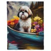 Shih Tzu on a Paddle A Scenic Adventure Fleece Blanket-A Throw Blanket