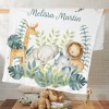 Palm Leaves Safari Animals Minky Blanket