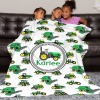 Green Tractor Truck Flannel Blanket