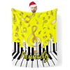 Yellow Music Notes Piano Key Thickened Flannel Blanket