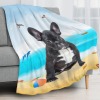 French Bulldog on Beach Fleece Blanket Throw Blanket