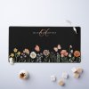 Simple Monogram Watercolor Wildflower Floral Black Desk Mat Desk Mat