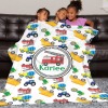 Colorful Trucks Flannel Blanket