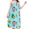 Unique Avocado Personalized Bathrobe with Human Head Design Bath Wrap Towels for Women
