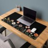 Simple Monogram Watercolor Wildflower Floral Black Desk Mat Desk Mat