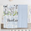 Sweet Safari Animals Blue Floral Minky Blanket