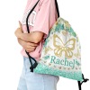 Turquoise Flowers Butterfly Drawstring Backpack