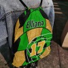 Soccer Green Gold Print Drawstring Backpack