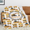 Yellow Orange Construction Truck Flannel Blanket