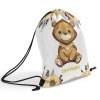 Watercolor Sunflower Bear Drawstring Backpack