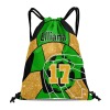 Soccer Green Gold Print Drawstring Backpack