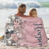 Beautiful Fowers Pink Print Flannel Blanket
