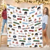 Train Pattern Little Boy First Name Choo Choo Kids Fleece Blanket Throw Blanket