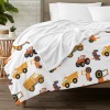 Orange Yellow Construction Truck Flannel Blanket