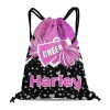 Cheer Cheerleader Rose Purple Print Drawstring Backpack